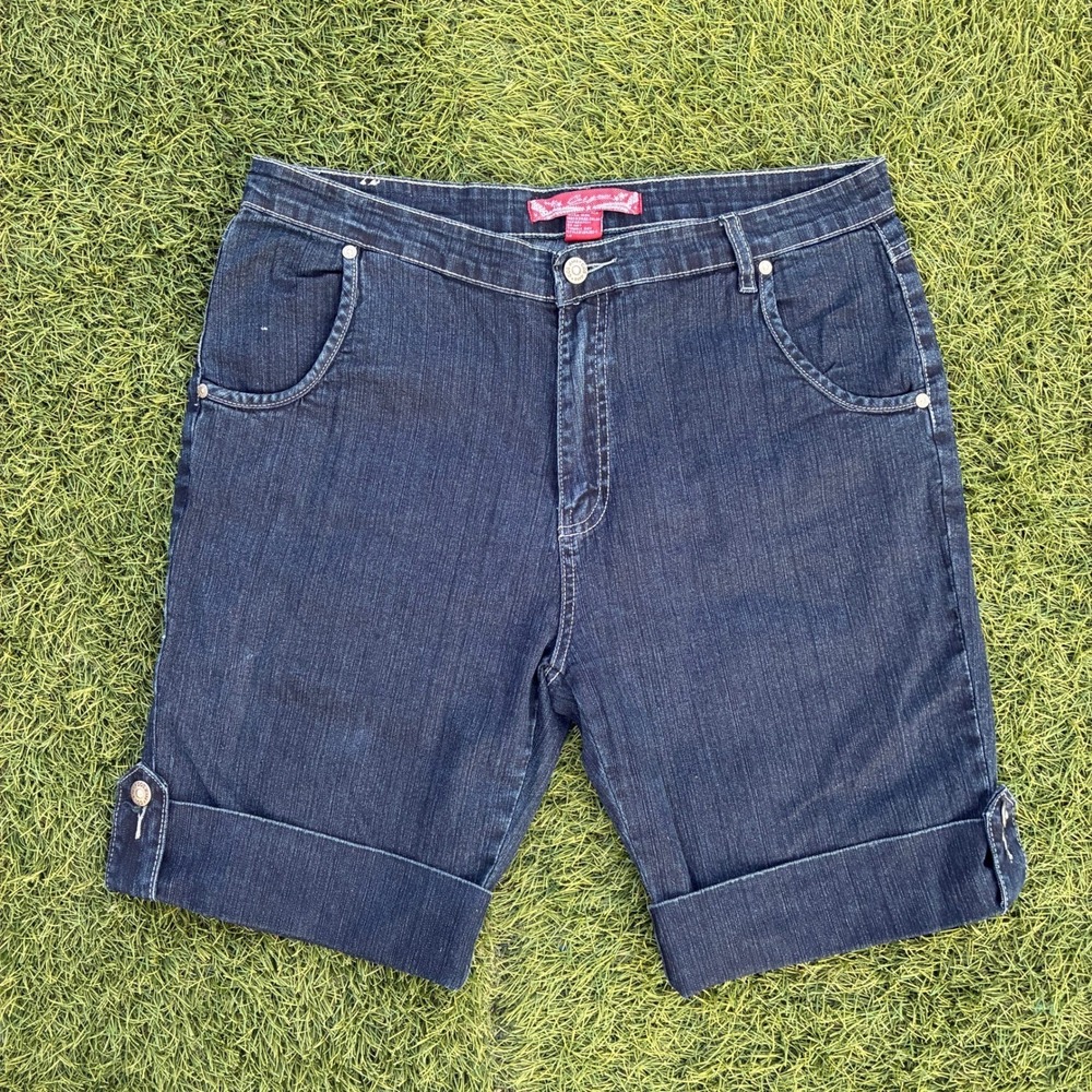 Cos Jean Shorts Size 14 34x9 Dark Wash Denim Bermuda Shorts Cuffed Y2K 90s